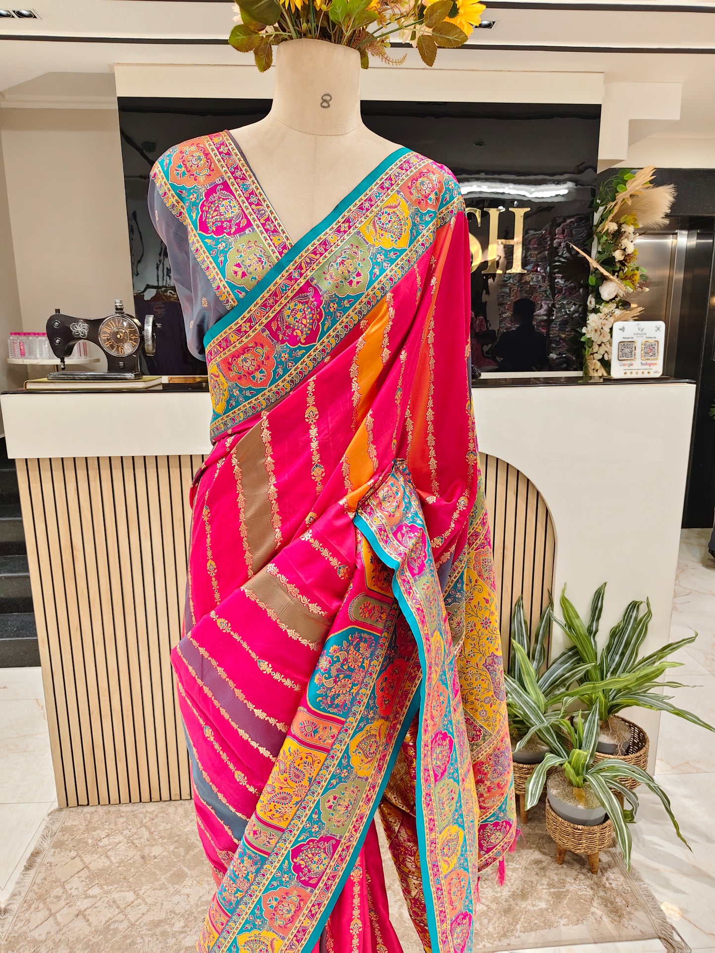 Multi Colour Zari Woven Silk Saree
