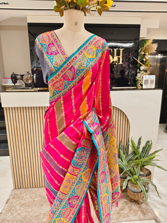 Multi Colour Zari Woven Silk Saree