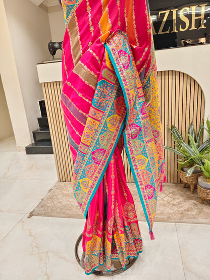 Multi Colour Zari Woven Silk Saree