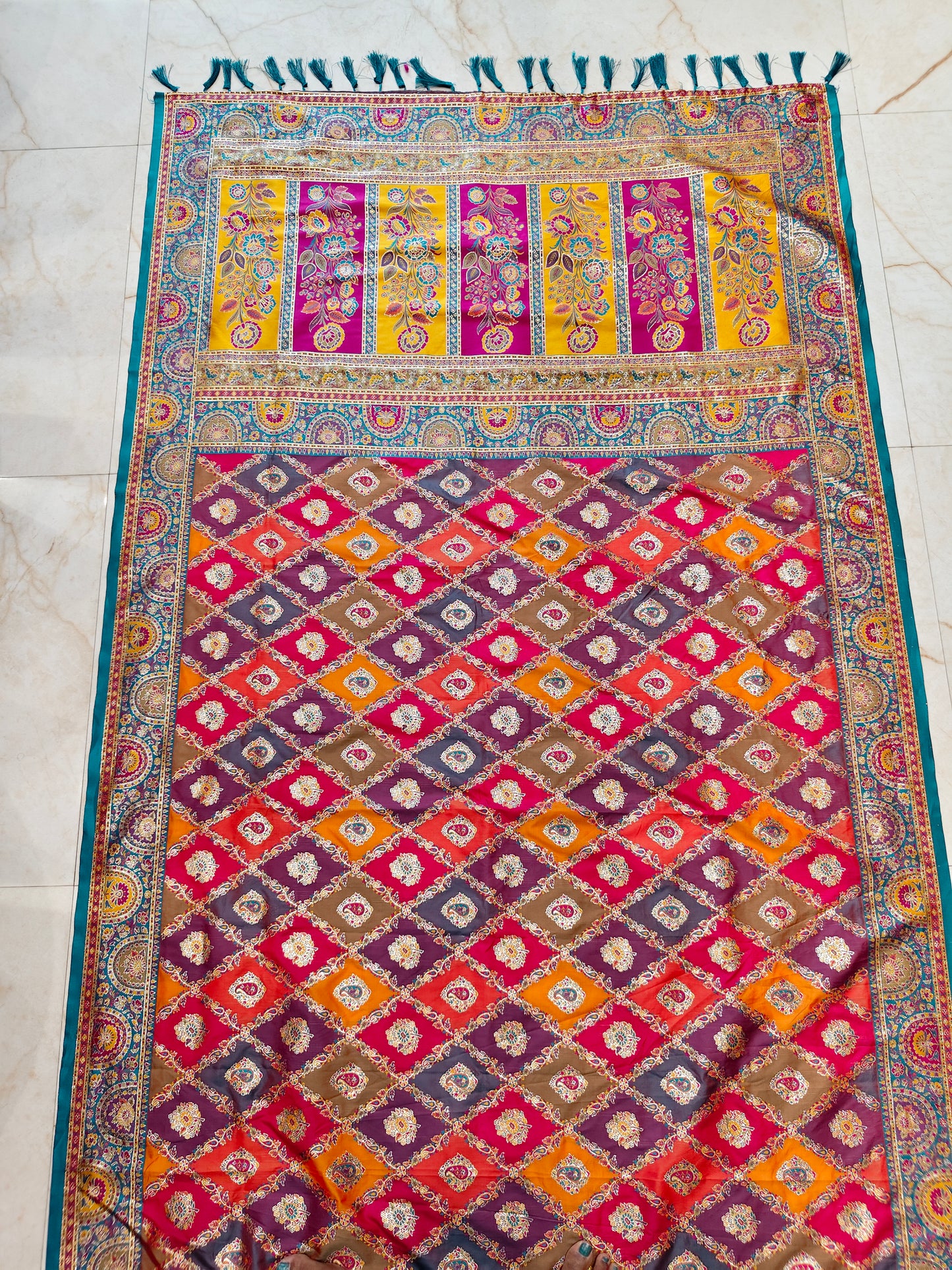 Multi Colour Zari Woven Silk Saree