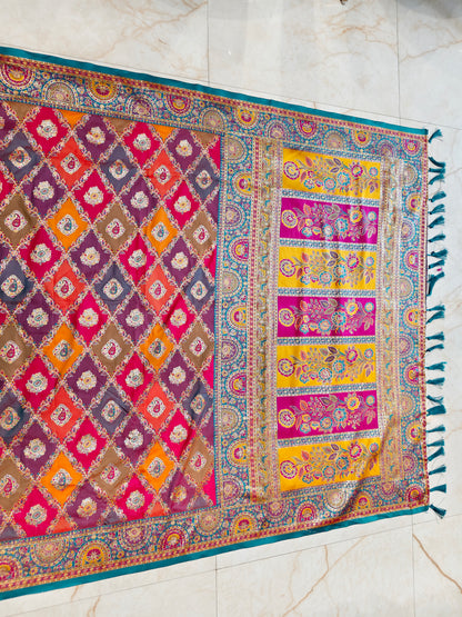 Multi Colour Floral Printed Silk Saree