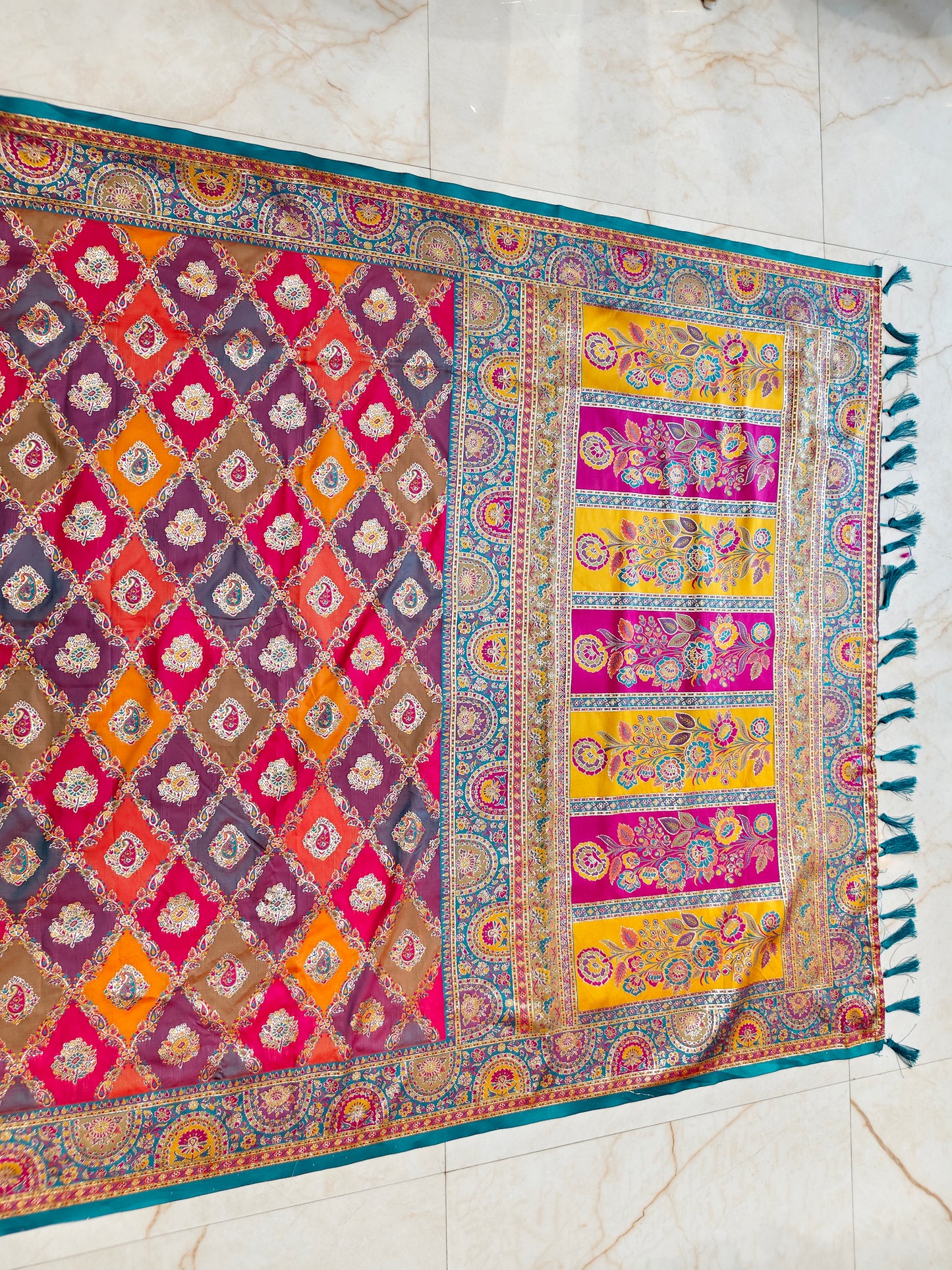 Multi Colour Zari Woven Silk Saree