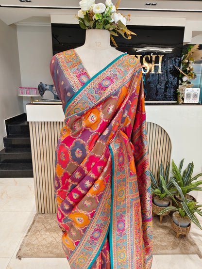 Multi Colour Zari Woven Silk Saree