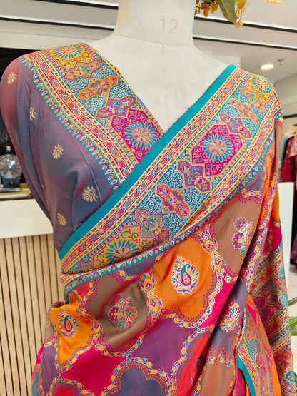 Multi Colour Zari Woven Silk Saree