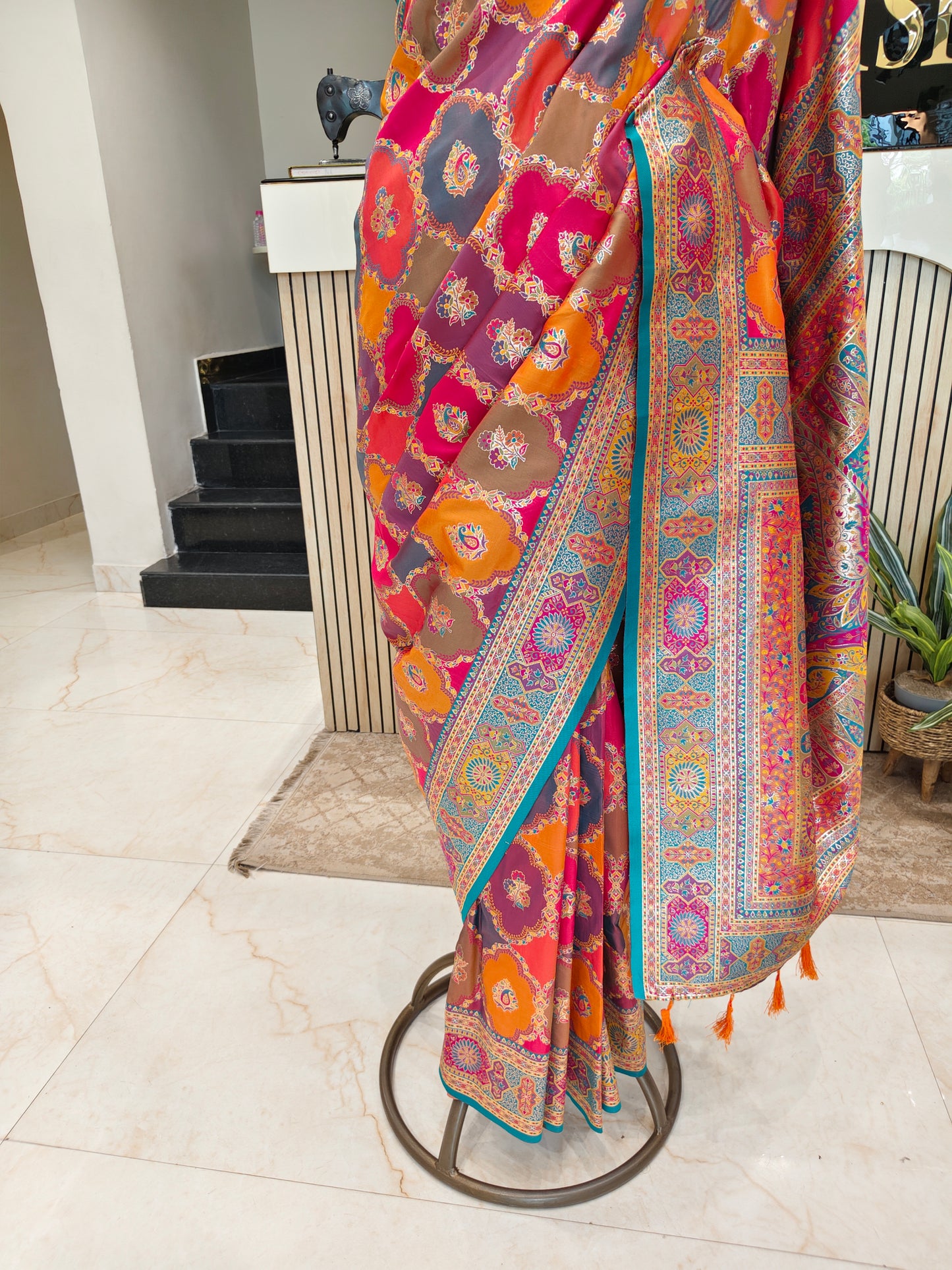 Multi Colour Zari Woven Silk Saree