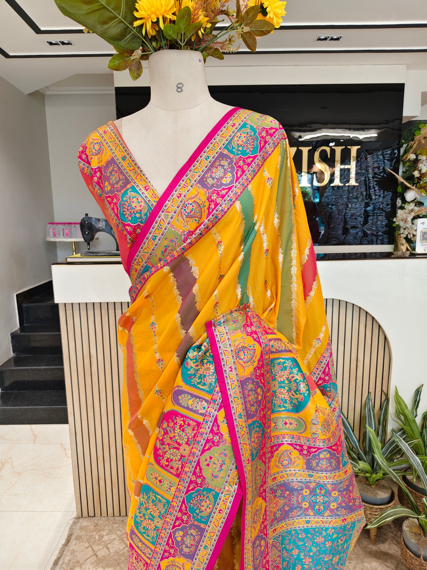 Yellow Zari Woven Silk Saree