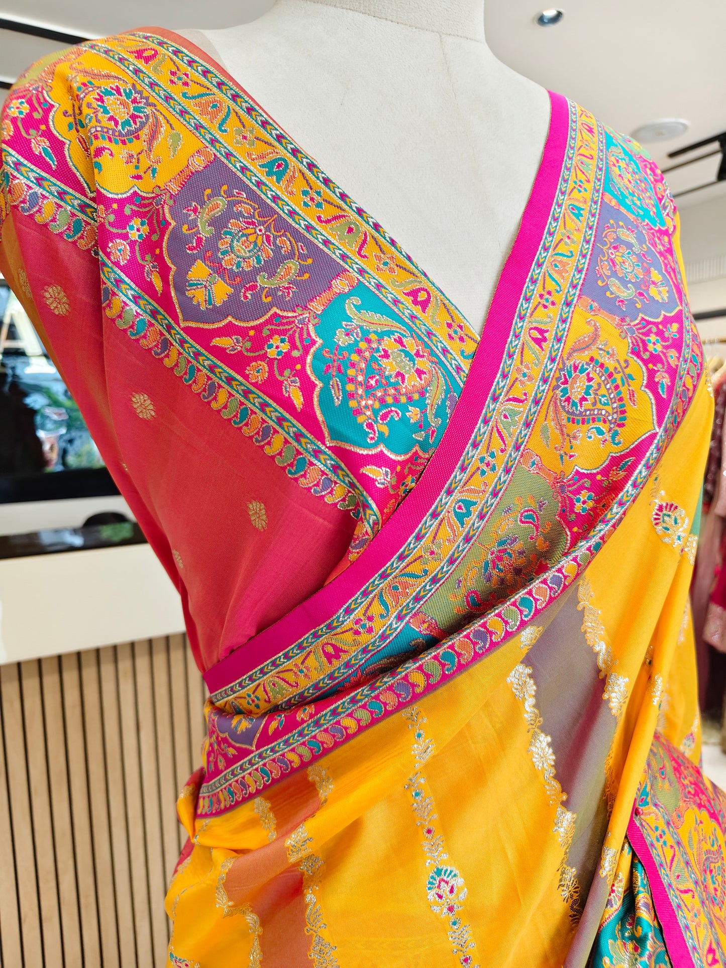 Yellow Zari Woven Silk Saree