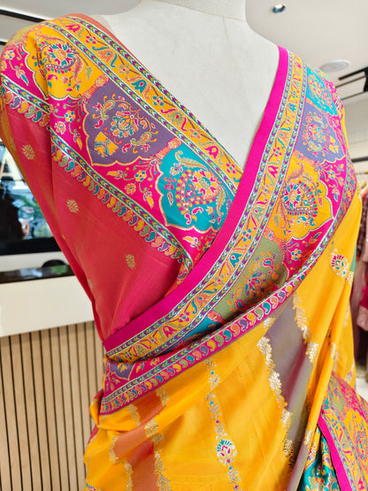 Yellow Zari Woven Silk Saree