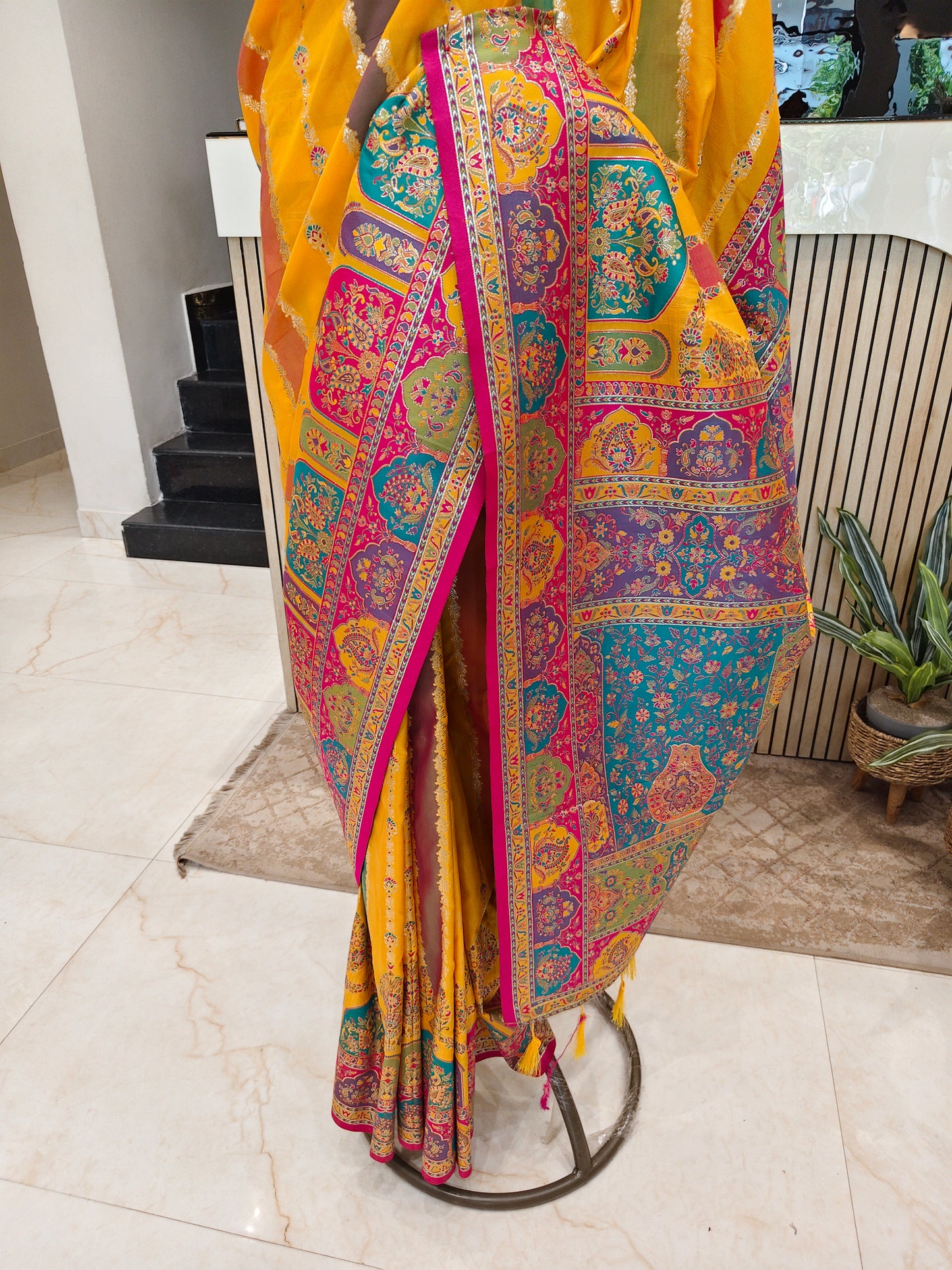 Yellow Zari Woven Silk Saree