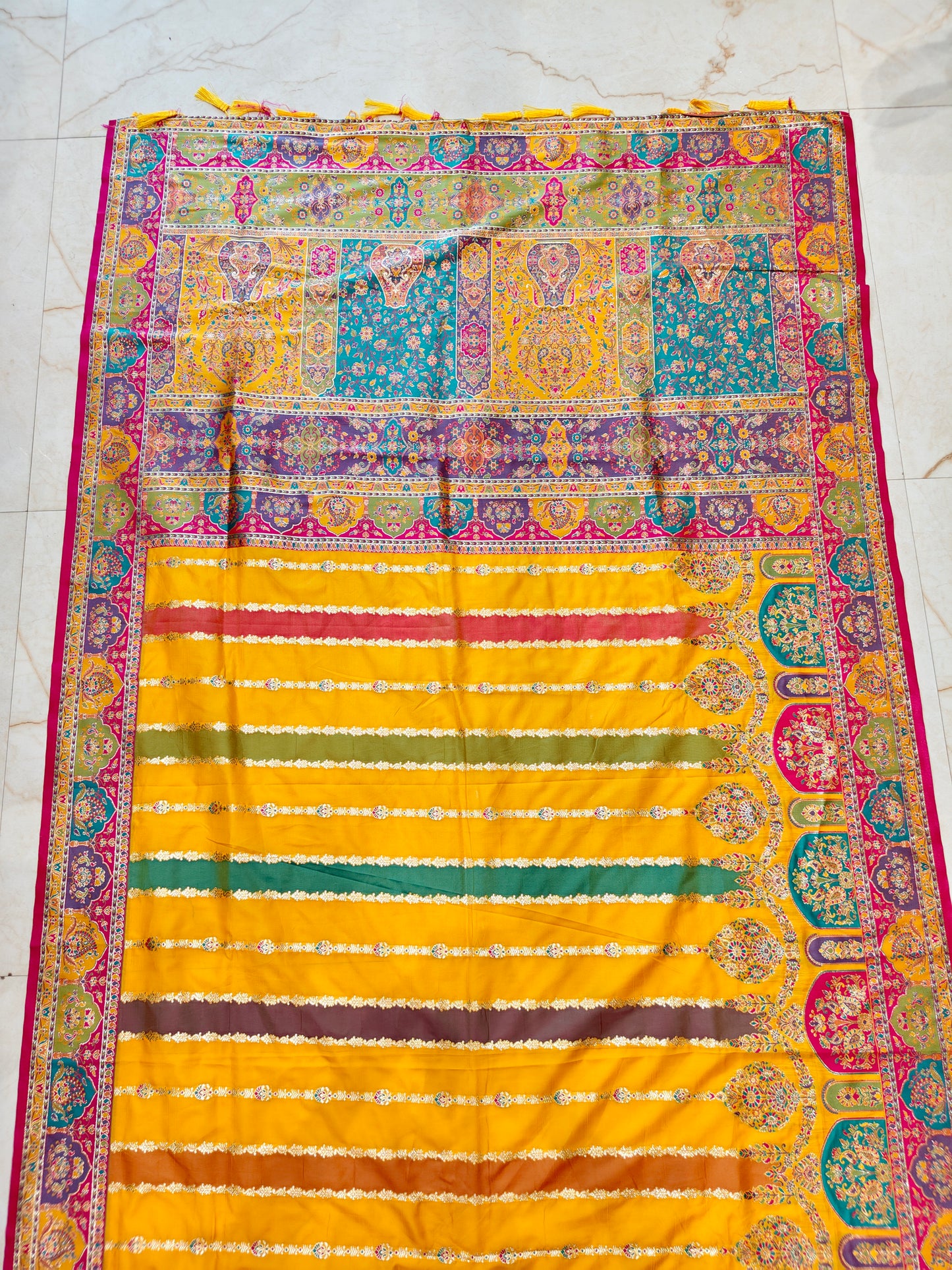 Yellow Zari Woven Silk Saree