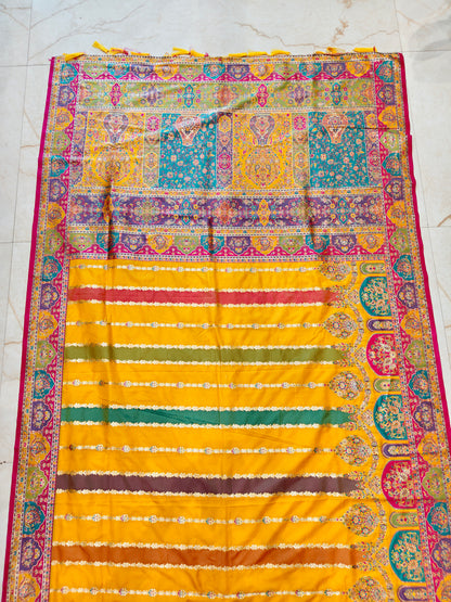 Yellow Zari Woven Silk Saree