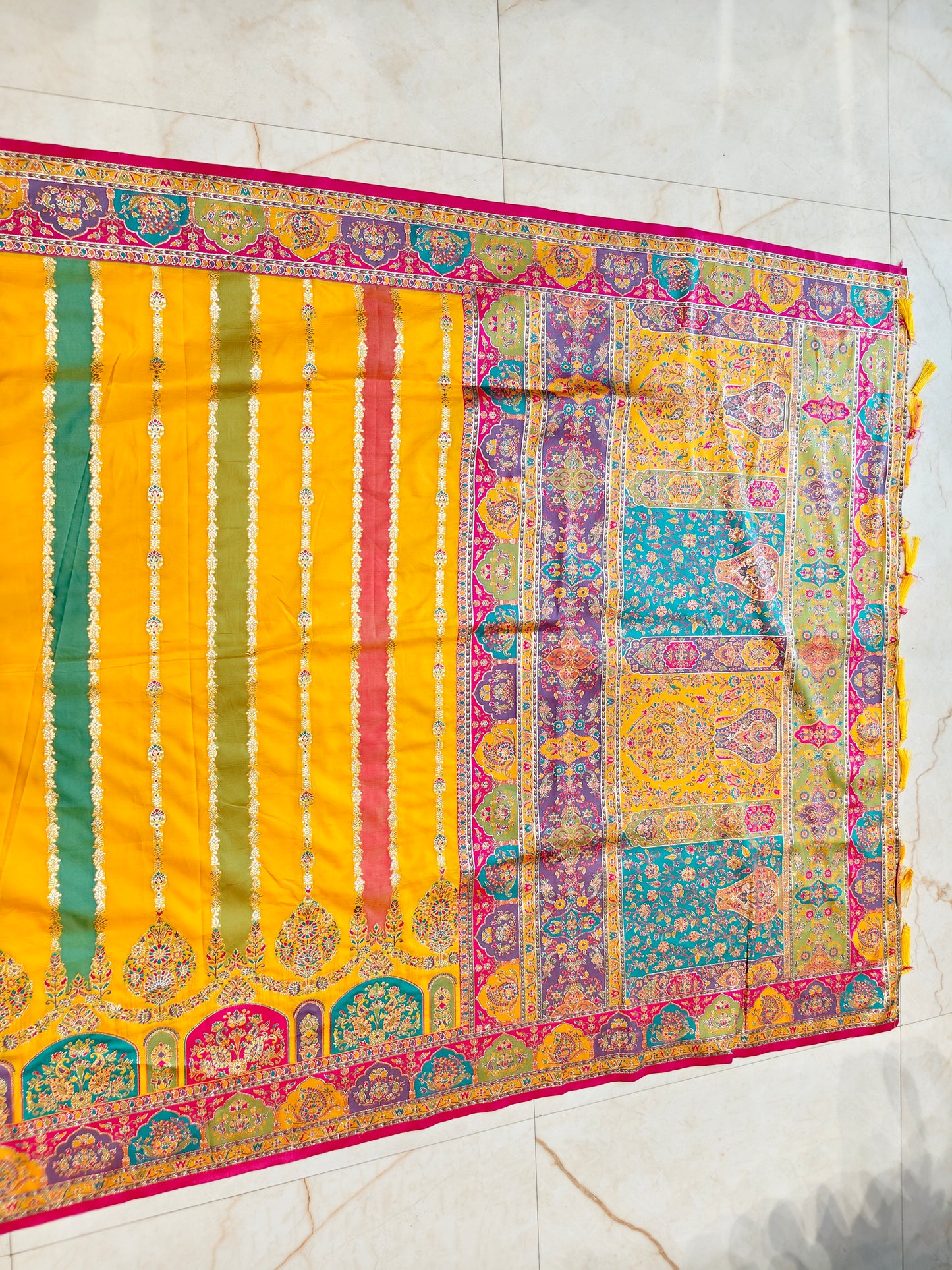 Yellow Zari Woven Silk Saree