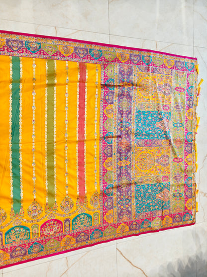Yellow Zari Woven Silk Saree