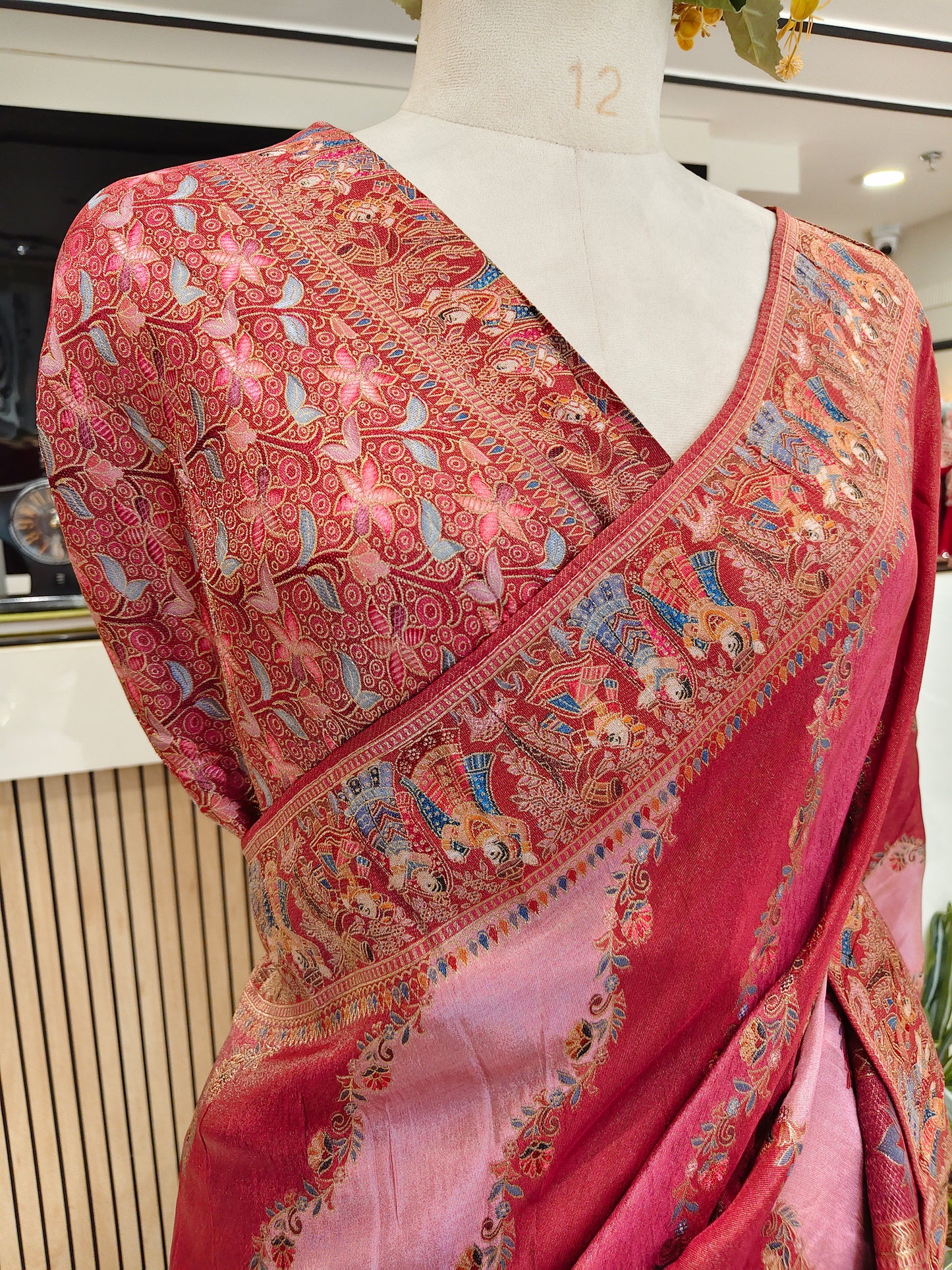 Onion Pink Darbari Zari Tissue Saree