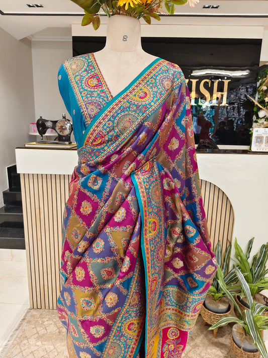 Multi Colour Zari Woven Silk Saree