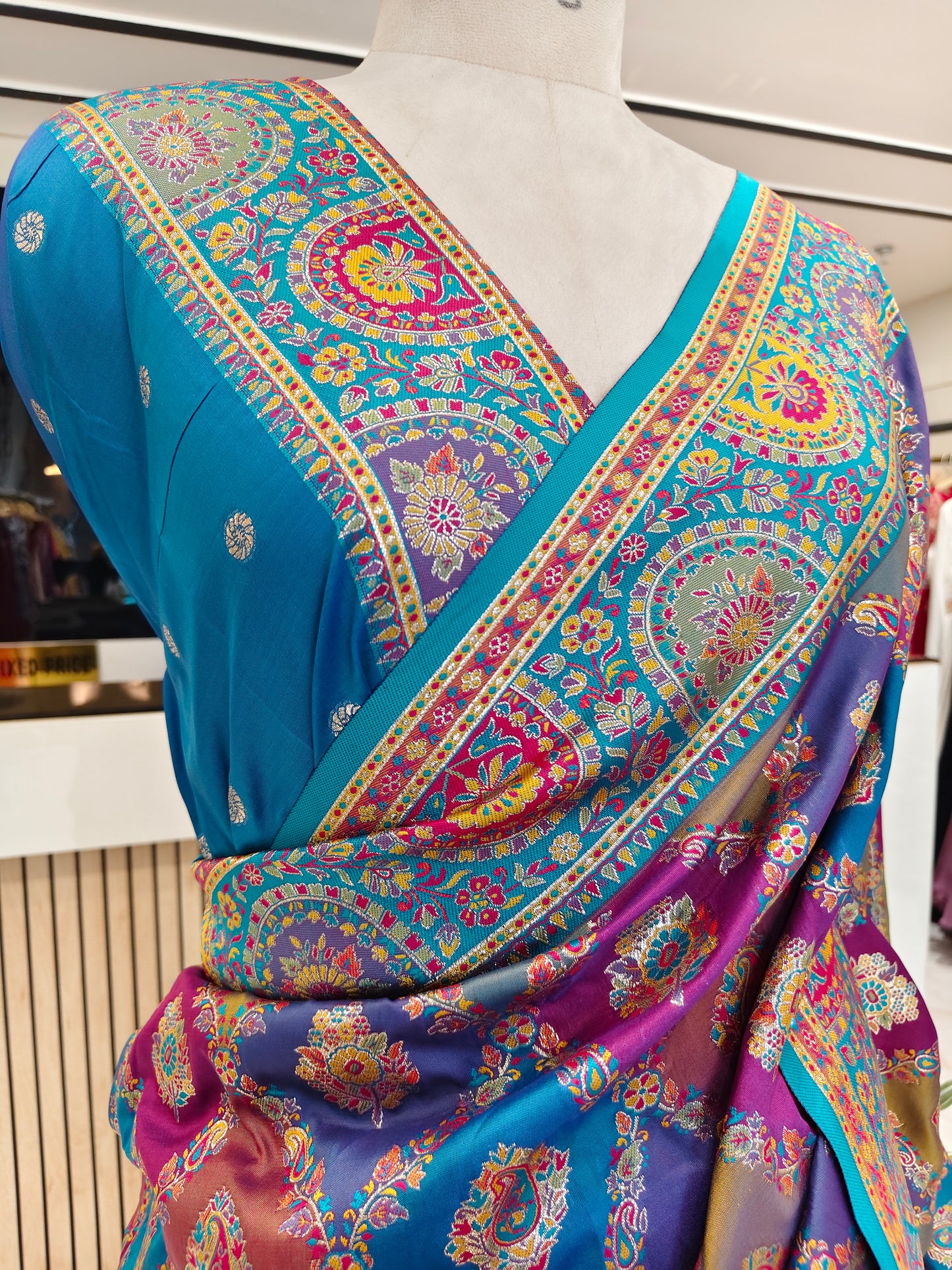 Multi Colour Zari Woven Silk Saree