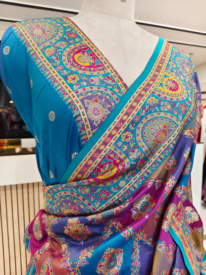 Multi Colour Zari Woven Silk Saree