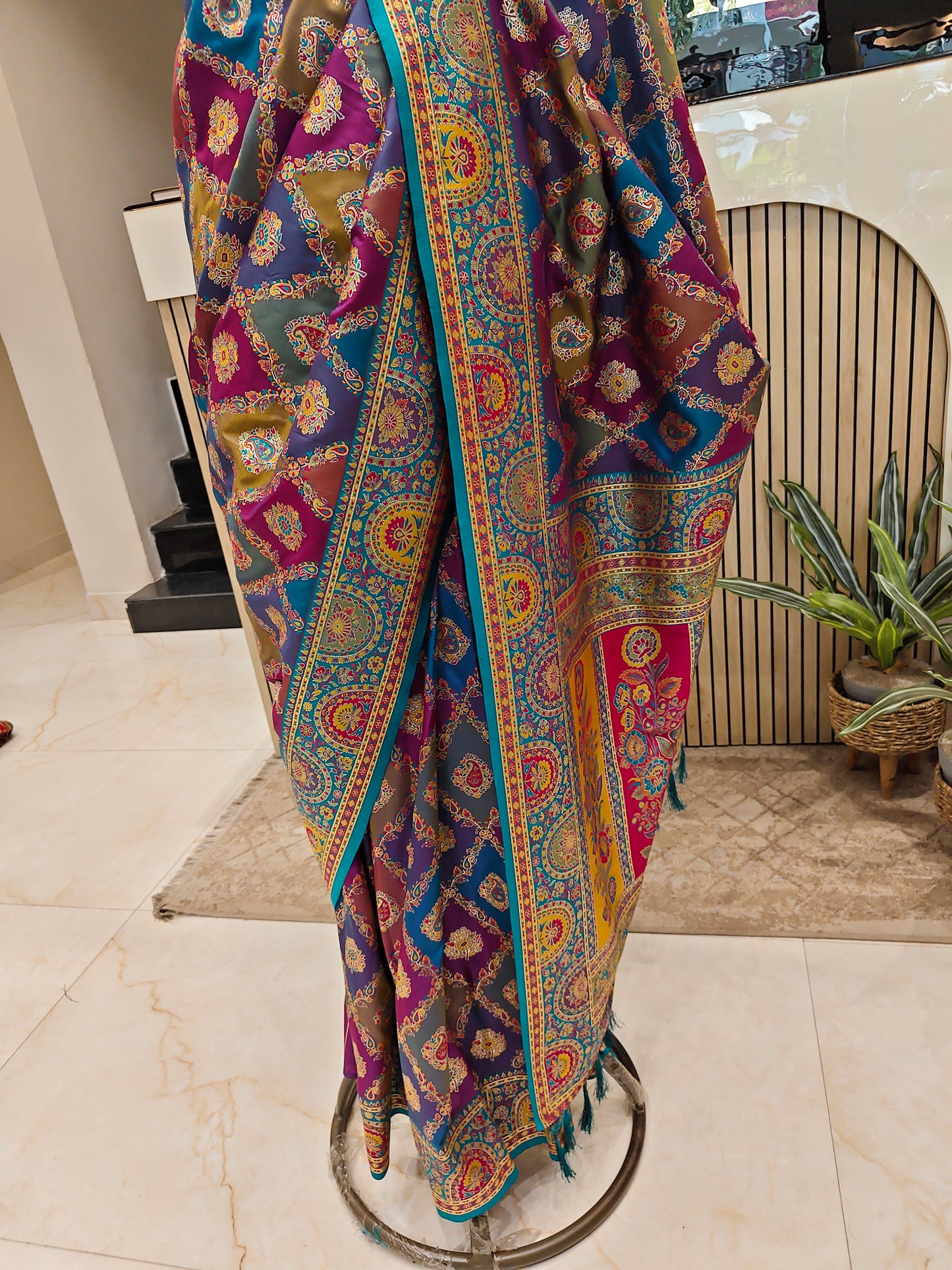 Multi Colour Zari Woven Silk Saree