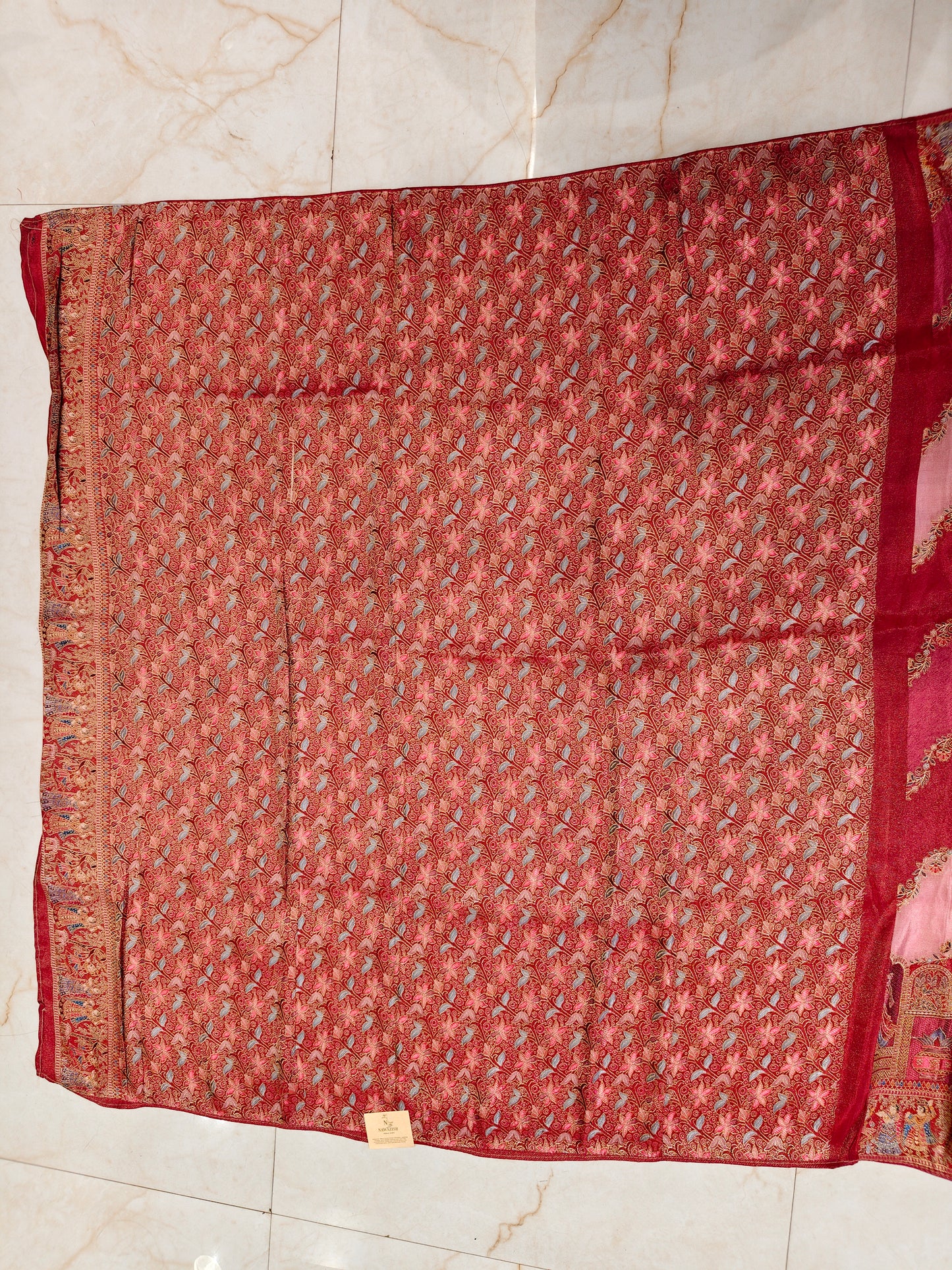 Onion Pink Darbari Zari Tissue Saree