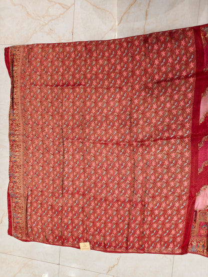 Onion Pink Darbari Zari Tissue Saree