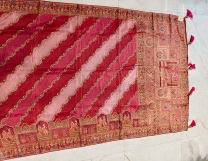 Onion Pink Darbari Zari Tissue Saree