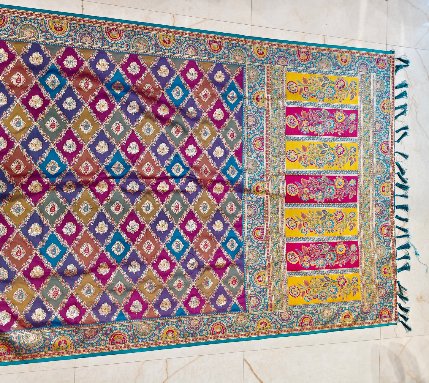 Multi Colour Zari Woven Silk Saree
