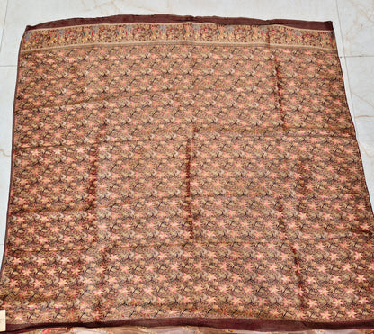 Wine Darbari Motif Tissue Saree