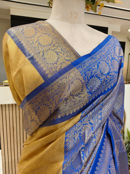 Golden & Blue Zari Tissue Saree
