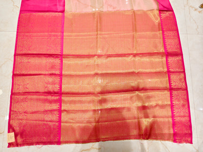 Rose Gold & Rani Pink Zari Tissue Saree