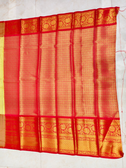 Red & Yellow Zari Tissue Saree