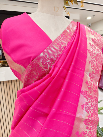 Rani Pink Zari Silk Saree