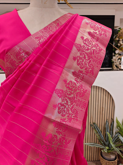 Rani Pink Zari Silk Saree