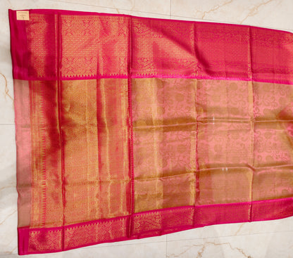Rose Gold & Rani Pink Zari Tissue Saree