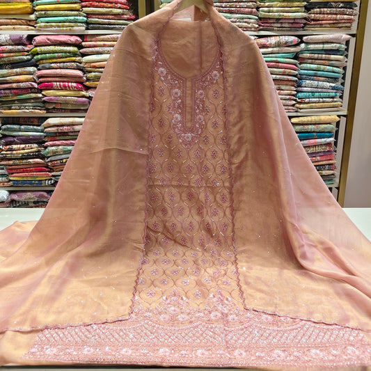 Rose Gold Unstitched Suit
Tissue Suit Set
Kutdana Work Suit
Designer Festive Suit
Wedding Wear Suit