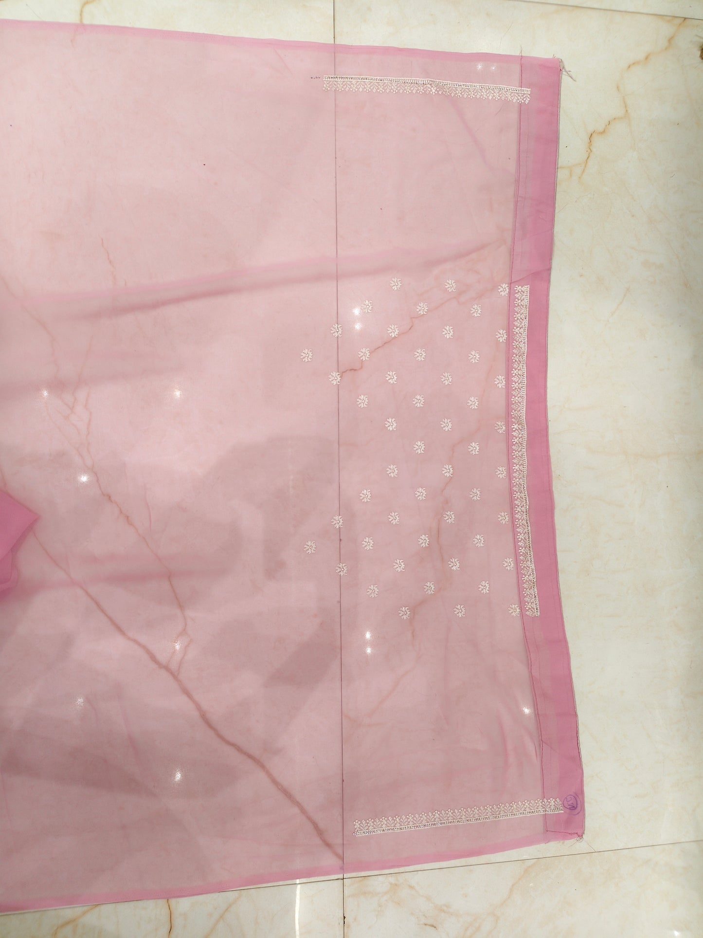Baby Pink Resham & Stone Work Georgette Saree