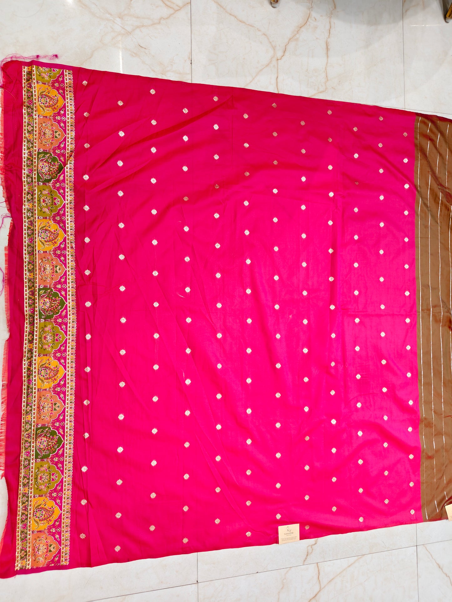 Rani Pink & Olive Green Darbari Silk Saree