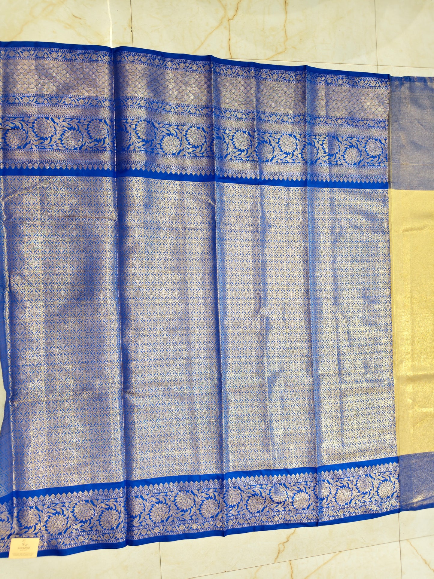 Golden & Blue Zari Tissue Saree