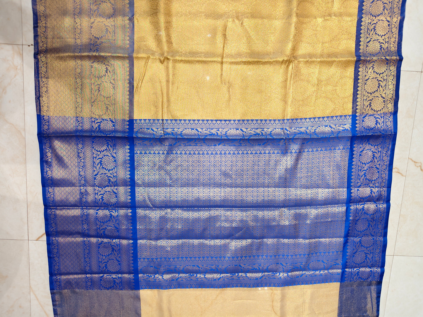 Golden & Blue Zari Tissue Saree