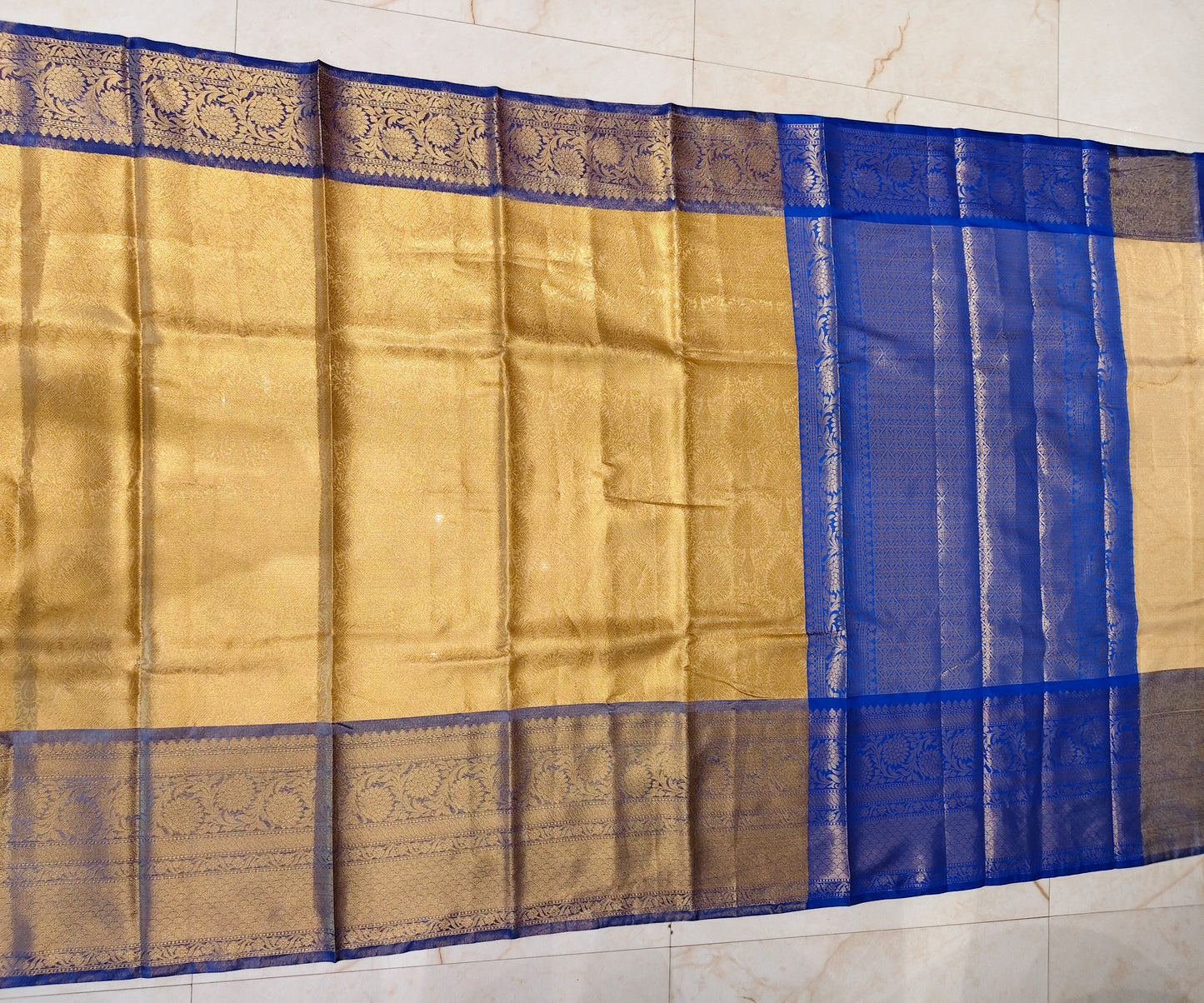 Golden & Blue Zari Tissue Saree