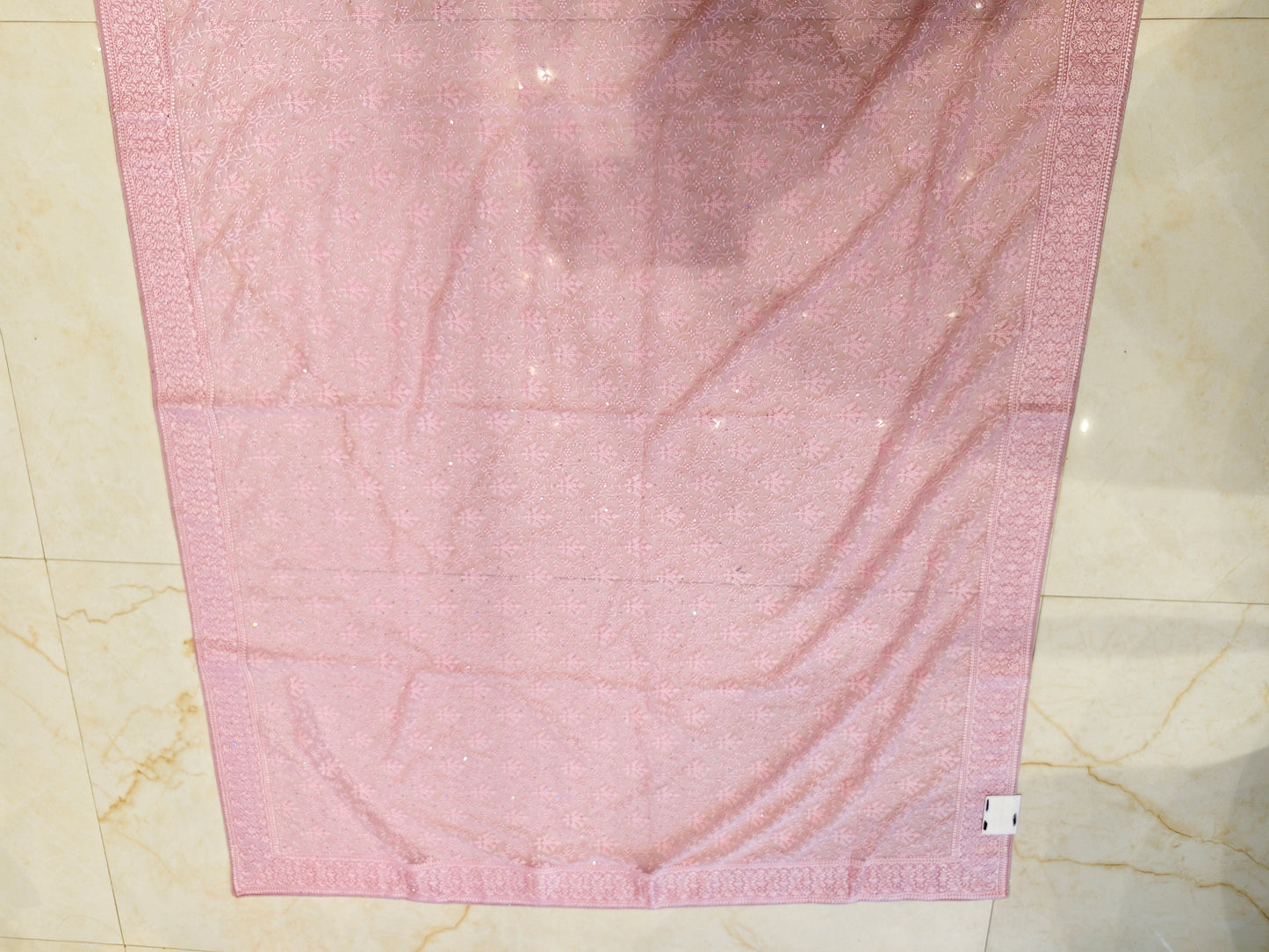 Baby Pink Resham & Stone Work Georgette Saree