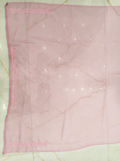 Baby Pink Resham & Stone Work Georgette Saree
