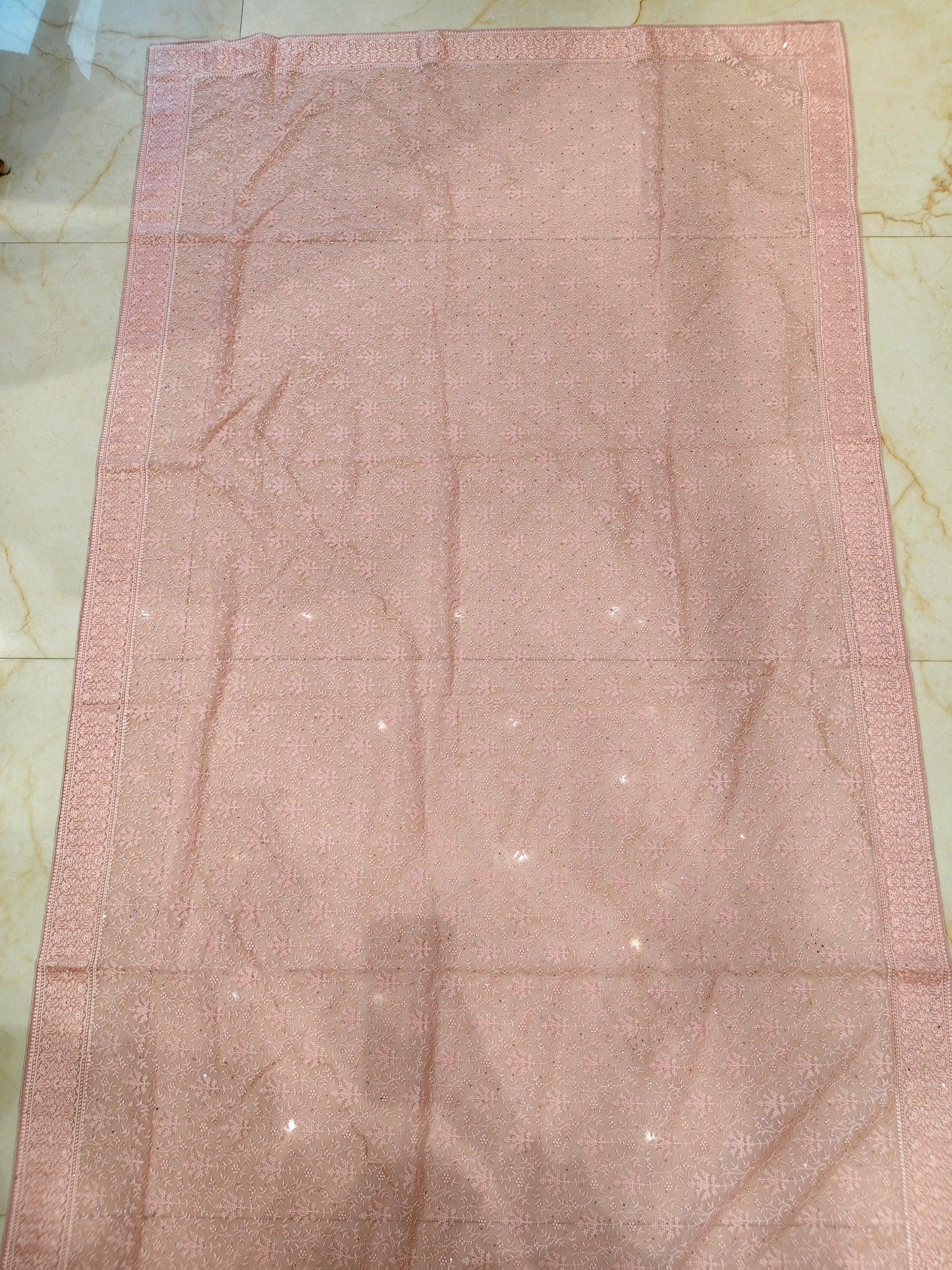 Baby Pink Resham & Stone Work Georgette Saree