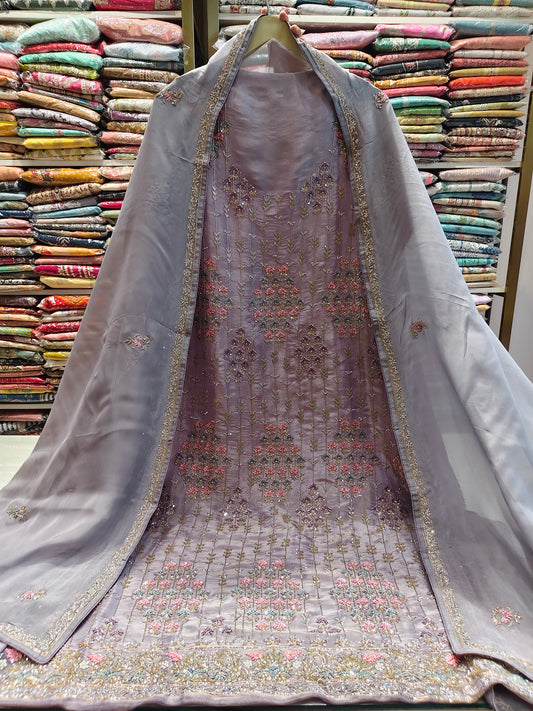 Lavender Unstitched Suit
Tissue Suit Set
Zari Work Suit
Designer Festive Suit
Wedding Wear Suit