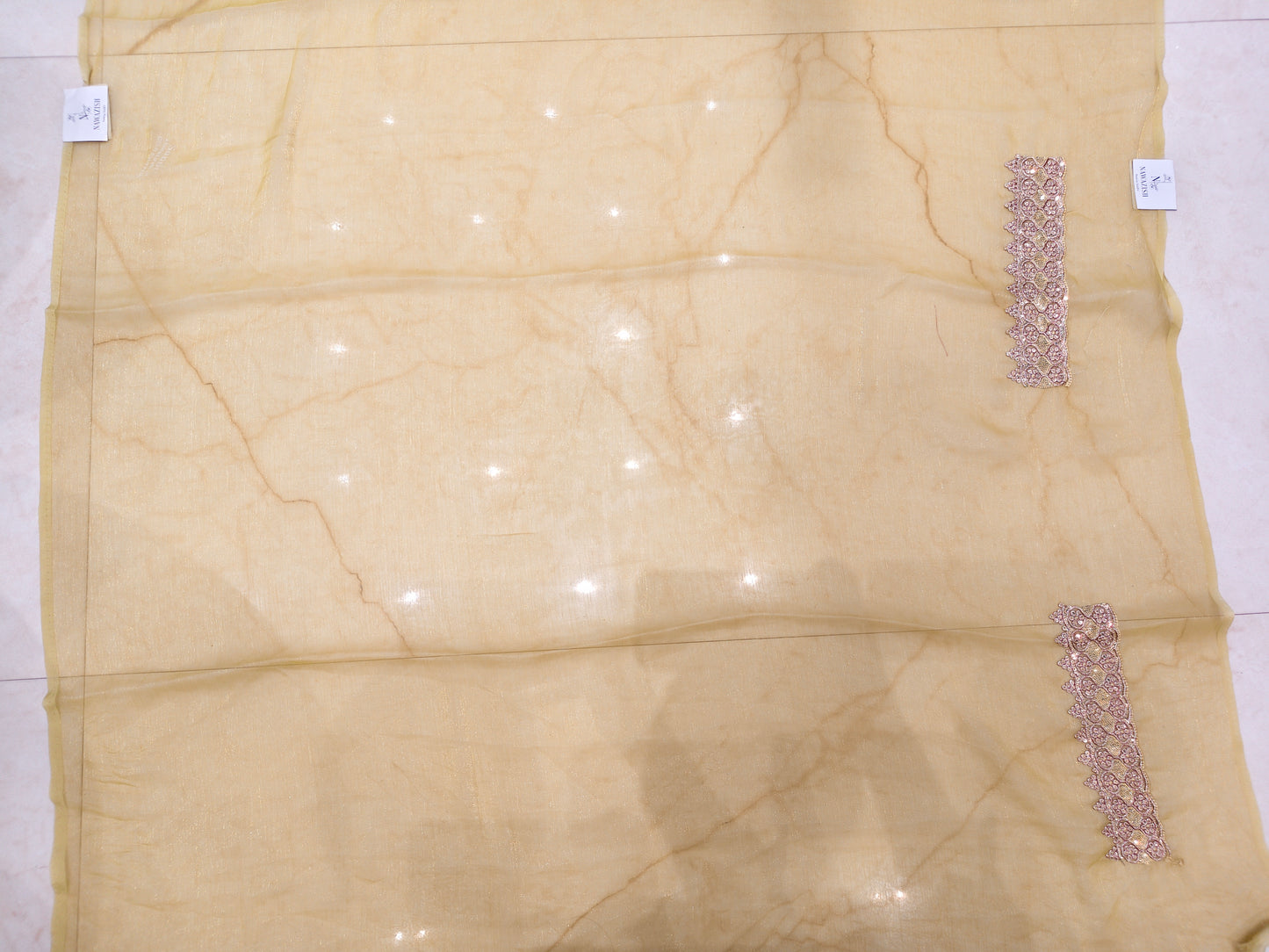 Lemon Zari & Resham Work Chiffon Saree
