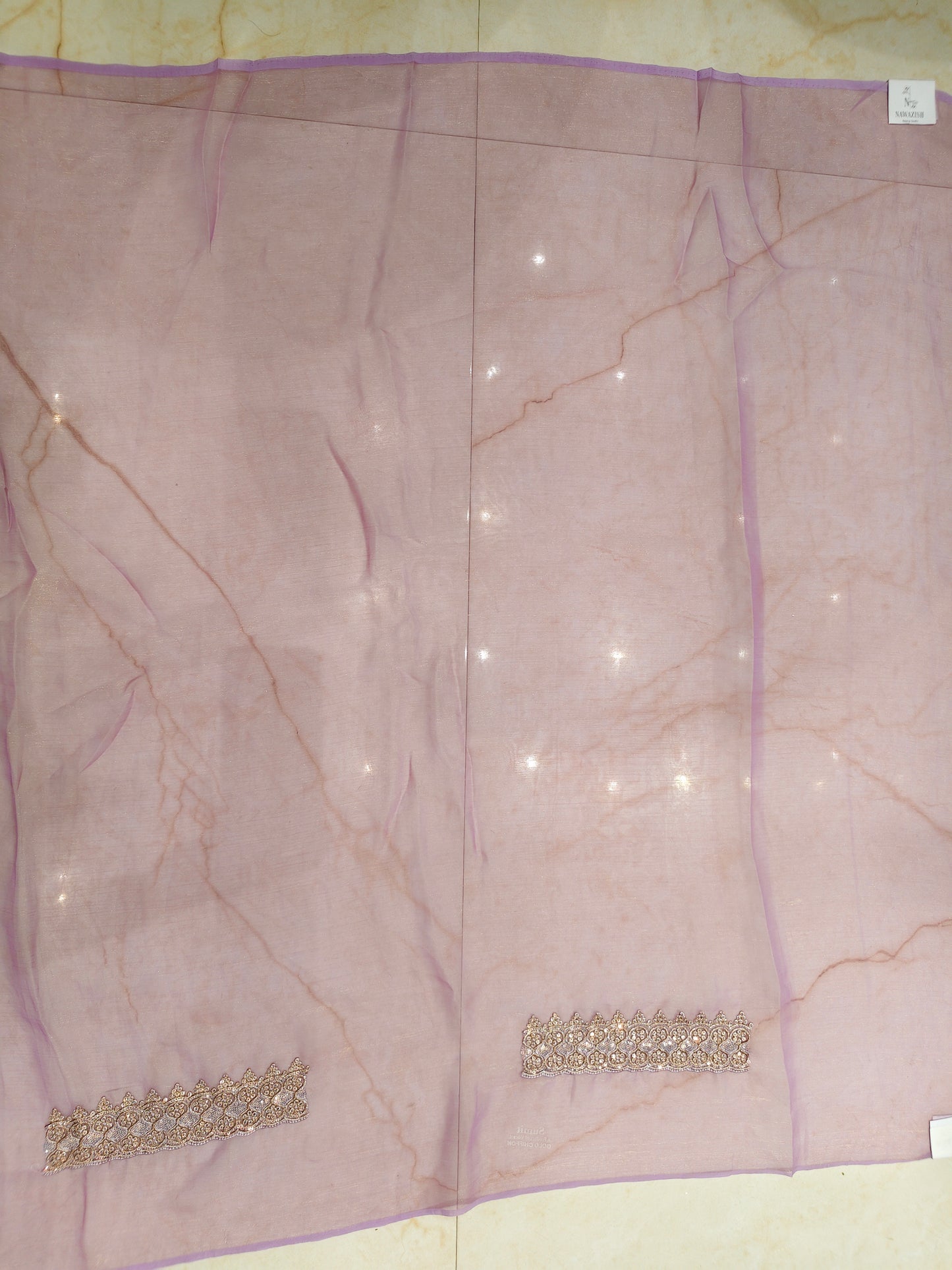 Lavender Zari & Resham Work Chiffon Saree