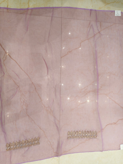 Lavender Zari & Resham Work Chiffon Saree