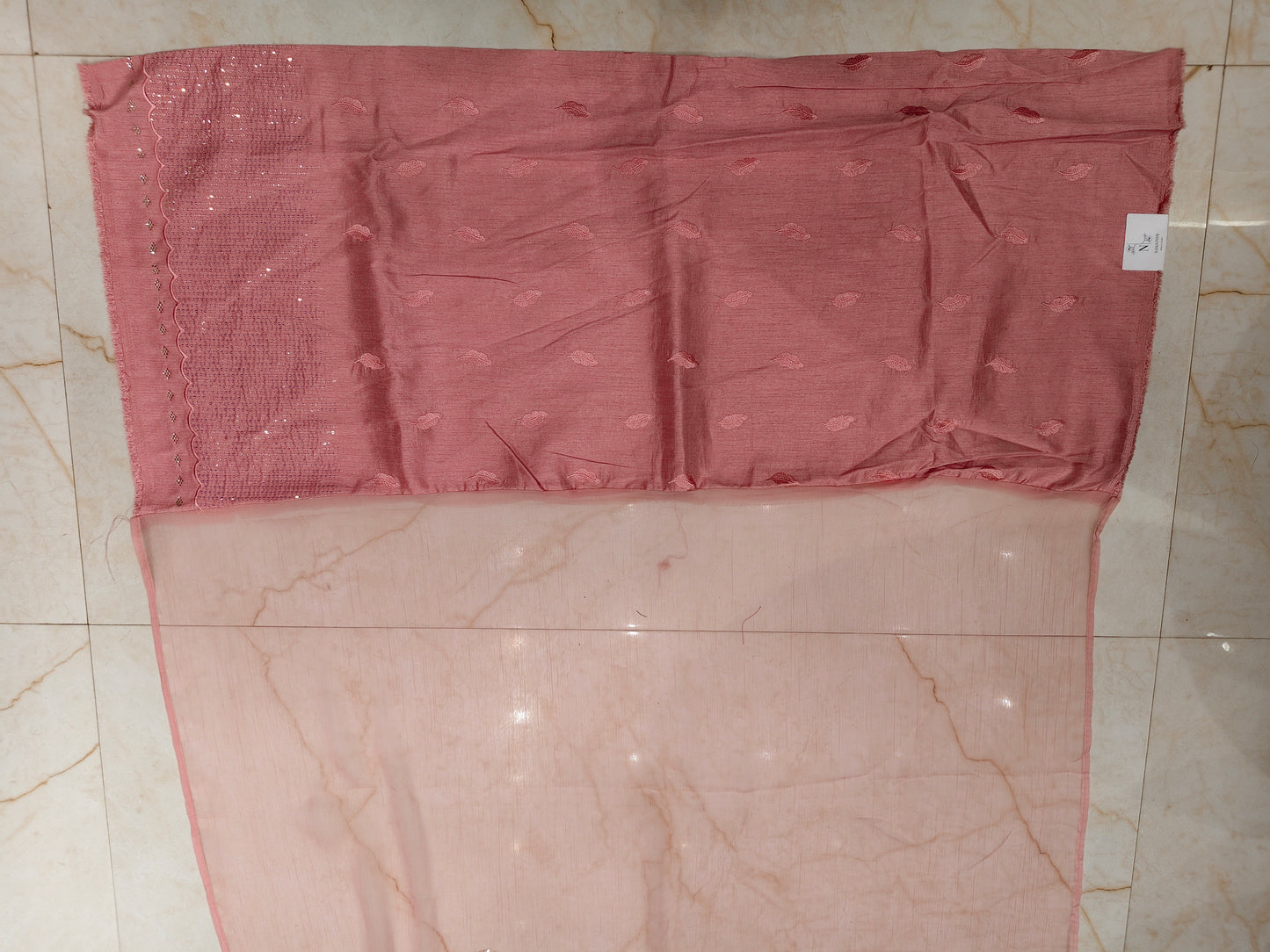 Pink Sequins & Stone Work Chiffon Saree