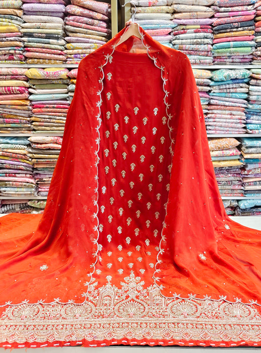 Rust Unstitched Suit
Crepe Suit Set
Dabka Work Suit
Resham Work Suit
Designer Festive Suit