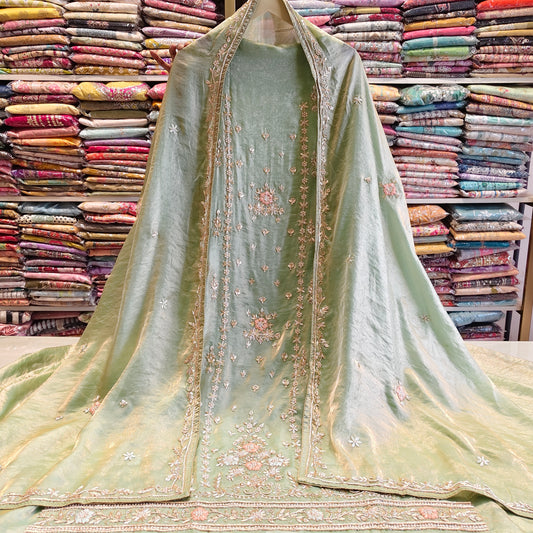 Olive Green Unstitched Suit
Tissue Suit Set
Kutdana Work Suit
Dabka Work Suit
Designer Festive Suit