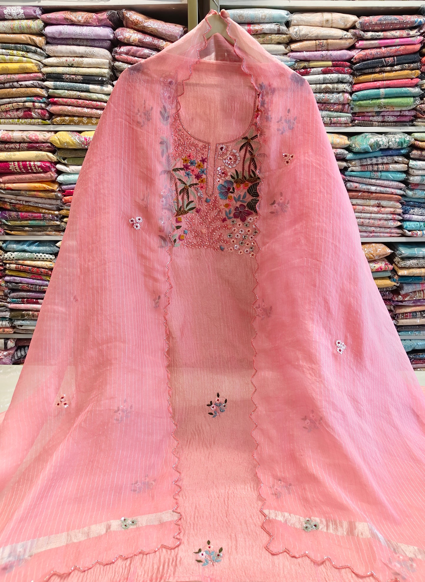 Baby Pink Unstitched Suit
Crush Tissue Suit Set
Kutdana Work Suit
Designer Festive Suit
Wedding Wear Suit